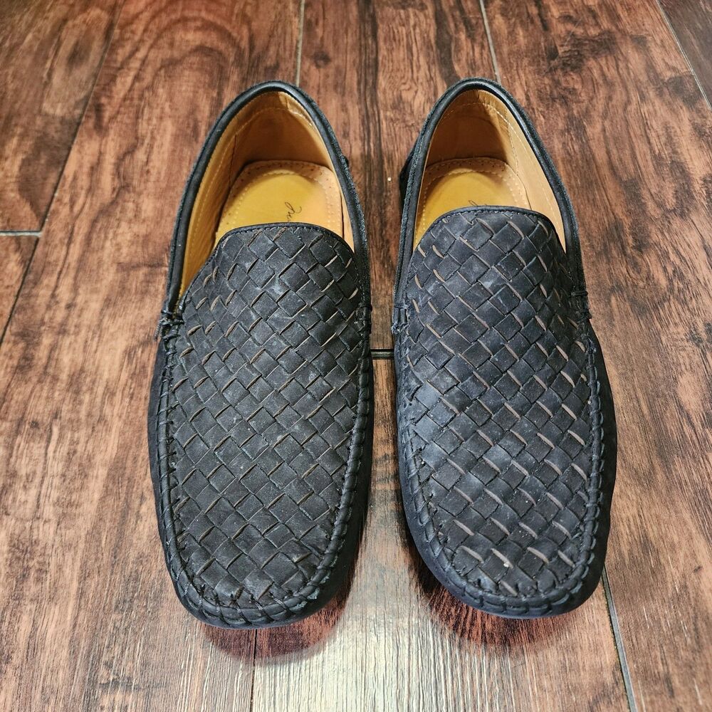 Massimo Matteo Slip On Loafers Mens 8.5 Black Woven Driver Suede Moccasin